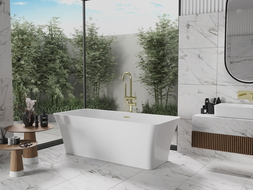 Mexen Tonia volně stojící vana 170 x 75 cm, bílá, přepad zlatý kartáčovaný - 52171707500-55