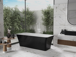 Mexen Tonia volně stojící vana 170 x 75 cm, bílá/černá, bílý přepad - 52171707575-20