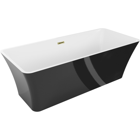 Mexen Tonia volně stojící vana 170 x 75 cm, bílá/černá, přepad zlatý - 52171707575-50