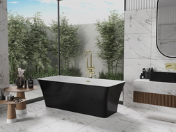 Mexen Tonia volně stojící vana 170 x 75 cm, bílá/černá, přepad zlatý - 52171707575-50