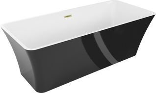 Mexen Tonia volně stojící vana 170 x 75 cm, bílá/černá, přepad zlatý kartáčovaný - 52171707575-55