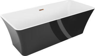Mexen Tonia volně stojící vana 170 x 75 cm, bílá/černá, přepad růžové zlato - 52171707575-60