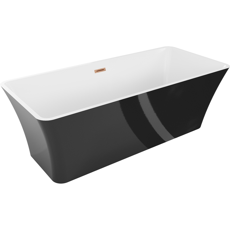 Mexen Tonia volně stojící vana 170 x 75 cm, bílá/černá, měděný kartáčovaný přepad - 52171707575-65