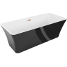 Mexen Tonia volně stojící vana 170 x 75 cm, bílá/černá, měděný kartáčovaný přepad - 52171707575-65