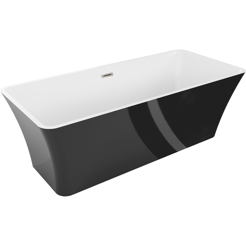 Mexen Tonia volně stojící vana 170 x 75 cm, bílá/černá, přepad kartáčovaný nikl - 52171707575-97