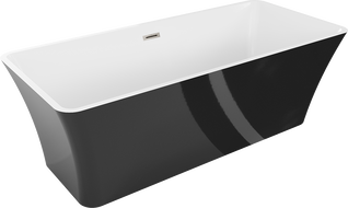Mexen Tonia volně stojící vana 170 x 75 cm, bílá/černá, přepad kartáčovaný nikl - 52171707575-97
