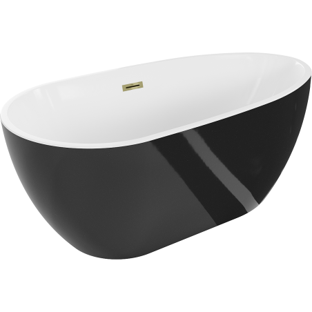Mexen Eos volně stojící vana 150 x 75 cm, bílá/černá, přepad zlatý - 52471507575-50