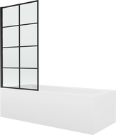 Mexen Vega obdélníková vana 180 x 80 cm s krytem a 1-křídlovou zástěnou 80 cm, černý vzor fix - 550118080X9308007077