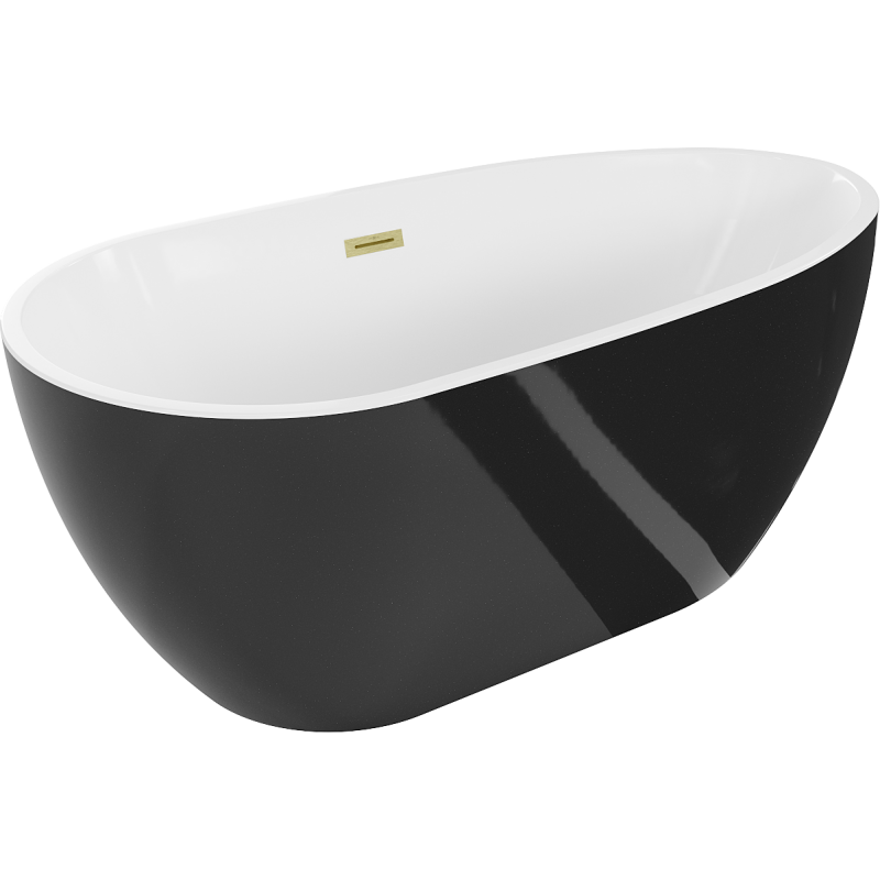 Mexen Eos volně stojící vana 150 x 75 cm, bílá/černá, přepad zlatý kartáčovaný - 52471507575-55