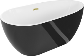 Mexen Eos volně stojící vana 150 x 75 cm, bílá/černá, přepad zlatý kartáčovaný - 52471507575-55