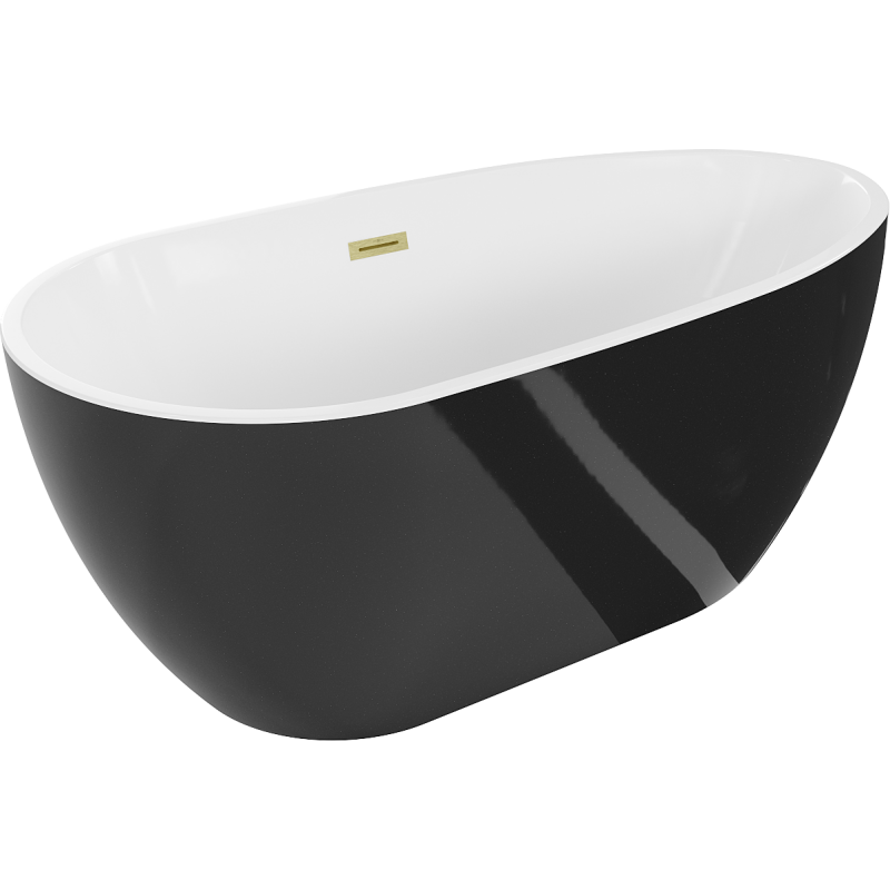 Mexen Eos volně stojící vana 170 x 75 cm, bílá/černá, přepad zlatý kartáčovaný - 52471707575-55