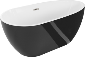 Mexen Eos volně stojící vana 150 x 75 cm, bílá/černá, přepad kartáčovaný nikl - 52471507575-97