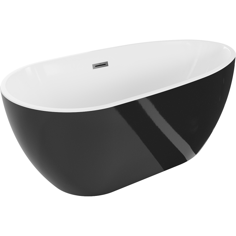 Mexen Eos volně stojící vana 150 x 75 cm, bílá/černá, přepad gun metal - 52471507575-95