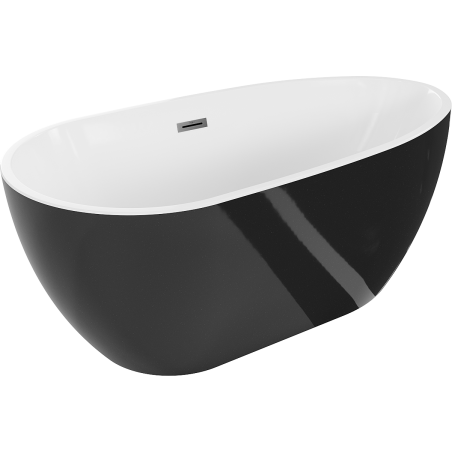 Mexen Eos volně stojící vana 150 x 75 cm, bílá/černá, přepad gun metal - 52471507575-95