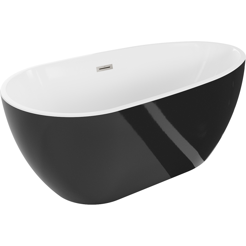 Mexen Eos volně stojící vana 170 x 75 cm, bílá/černá, přepad kartáčovaný nikl - 52471707575-97