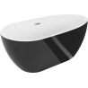 Mexen Eos volně stojící vana 170 x 75 cm, bílá/černá, přepad kartáčovaný nikl - 52471707575-97