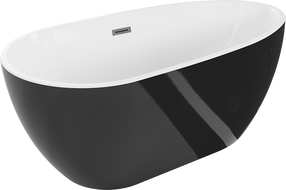 Mexen Eos volně stojící vana 170 x 75 cm, bílá/černá, přepad kartáčovaný gun gray - 52471707575-66