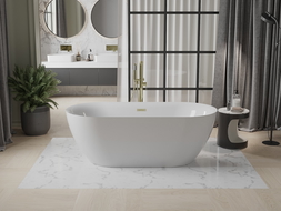 Mexen Roxy volně stojící vana 170 x 80 cm, bílá, přepad zlatý - 51201708000-50