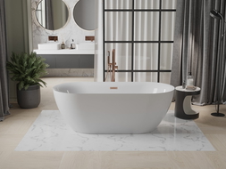 Mexen Roxy volně stojící vana 170 x 80 cm, bílá, přepad kartáčovaná měď - 51201708000-65