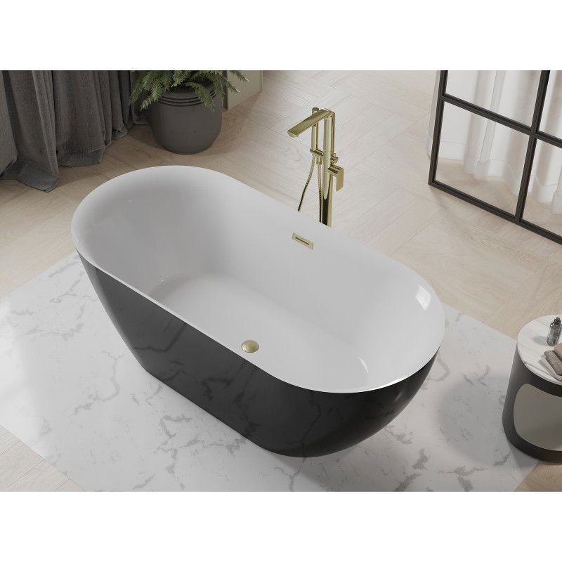 Mexen Roxy volně stojící vana 170 x 80 cm, bílá/černá, přepad zlatý kartáčovaný - 51201708075-55