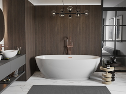 Mexen Bilbao samostatně stojící vana 180 x 90 cm, bílá, přepad růžové zlato - 51311809000-60