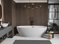 Mexen Bilbao volně stojící vana 180 x 90 cm, bílá, černý přepad - 51311809000-70