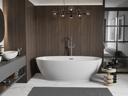 Mexen Bilbao volně stojící vana 180 x 90 cm, bílá, s přepadem gun metal - 51311809000-95