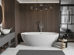 Mexen Bilbao volně stojící vana 180 x 90 cm, bílá, přepad kartáčovaný nikl - 51311809000-97