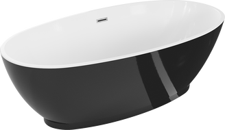 Mexen Bilbao volně stojící vana 180 x 90 cm, bílá/černá, přepad chromový - 51311809075-01