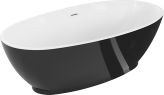 Mexen Bilbao volně stojící vana 180 x 90 cm, bílá/černá, bílý přepad - 51311809075-20