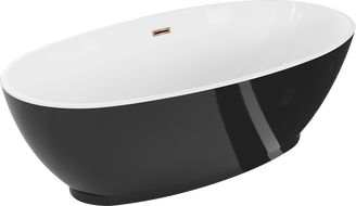 Mexen Bilbao volně stojící vana 180 x 90 cm, bílá/černá, přepad růžové zlato - 51311809075-60