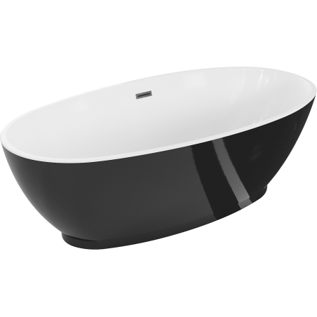 Mexen Bilbao volně stojící vana 180 x 90 cm, bílá/černá, přepad gun gray kartáčovaný - 51311809075-66