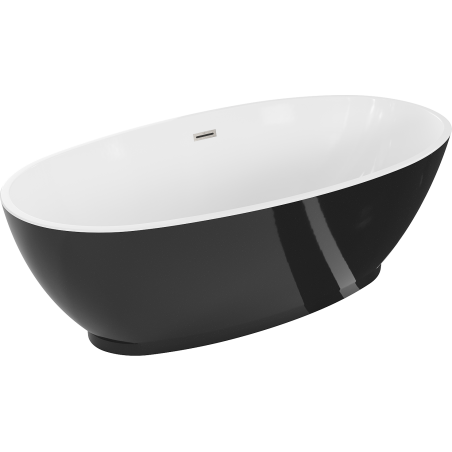 Mexen Bilbao volně stojící vana 180 x 90 cm, bílá/černá, přepad kartáčovaný nikl - 51311809075-97