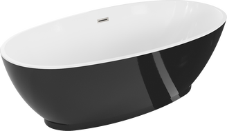 Mexen Bilbao volně stojící vana 180 x 90 cm, bílá/černá, přepad kartáčovaný nikl - 51311809075-97