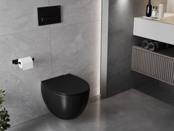 Mexen Egg WC mísa Rimless s pomalu klesající deskou slim, duroplast, černá mat - 30245070