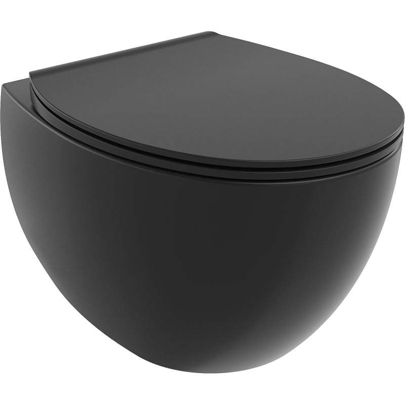 Mexen Egg WC mísa Rimless s pomalu klesající deskou slim, duroplast, černá mat - 30245070