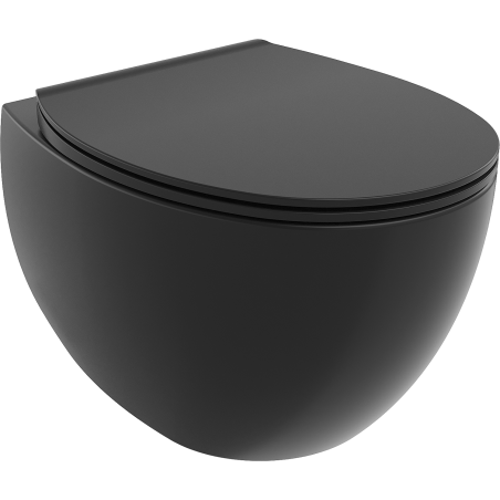 Mexen Egg WC mísa Rimless s pomalu klesající deskou slim, duroplast, černá mat - 30245070