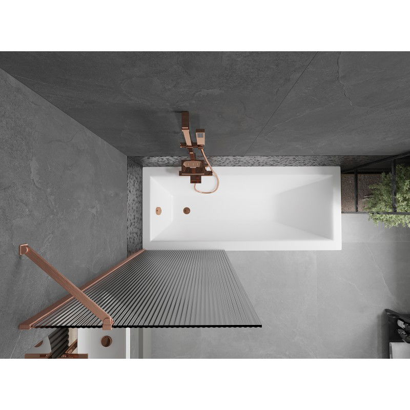 Mexen Next vanová zástěna 1-křídlová 70 x 150 cm, proužky, kartáčovaná měď - 895-070-000-00-09-65