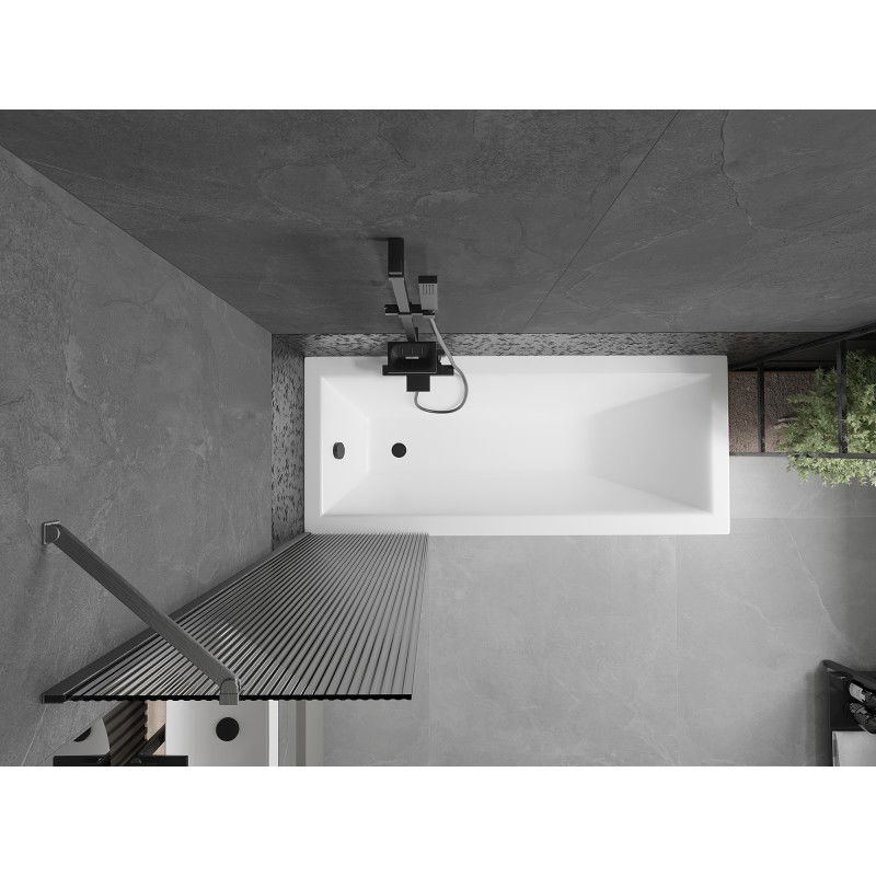 Mexen Next vanová zástěna 1-křídlá 50 x 150 cm, pruhy, kartáčovaná gun gray - 895-050-000-00-09-66