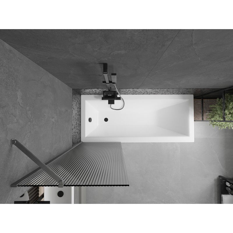 Mexen Next vanová zástěna 1křídlová 60 x 150 cm, proužky, gun šedá kartáčovaná - 895-060-000-00-09-66