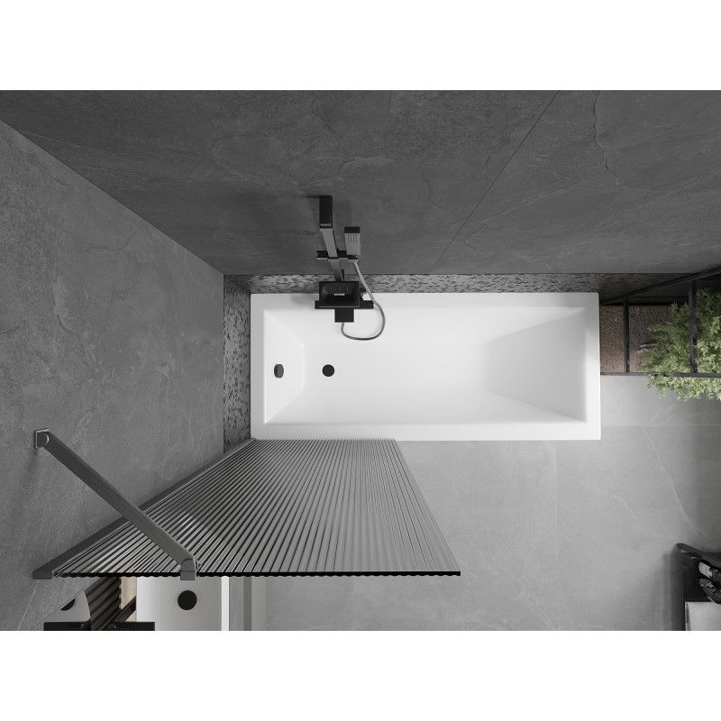 Mexen Next vanová zástěna 1-křídlová 70 x 150 cm, proužky, gun gray kartáčovaný - 895-070-000-00-09-66