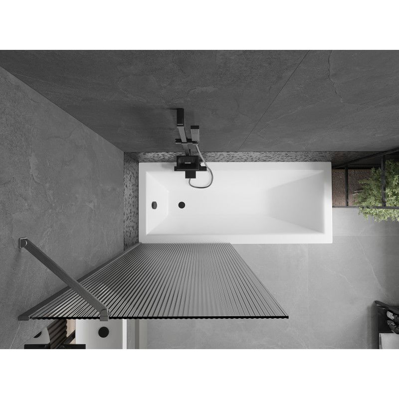 Mexen Next vanová zástěna 1-dílná 80 x 150 cm, proužky, kartáčovaná gun gray - 895-080-000-00-09-66