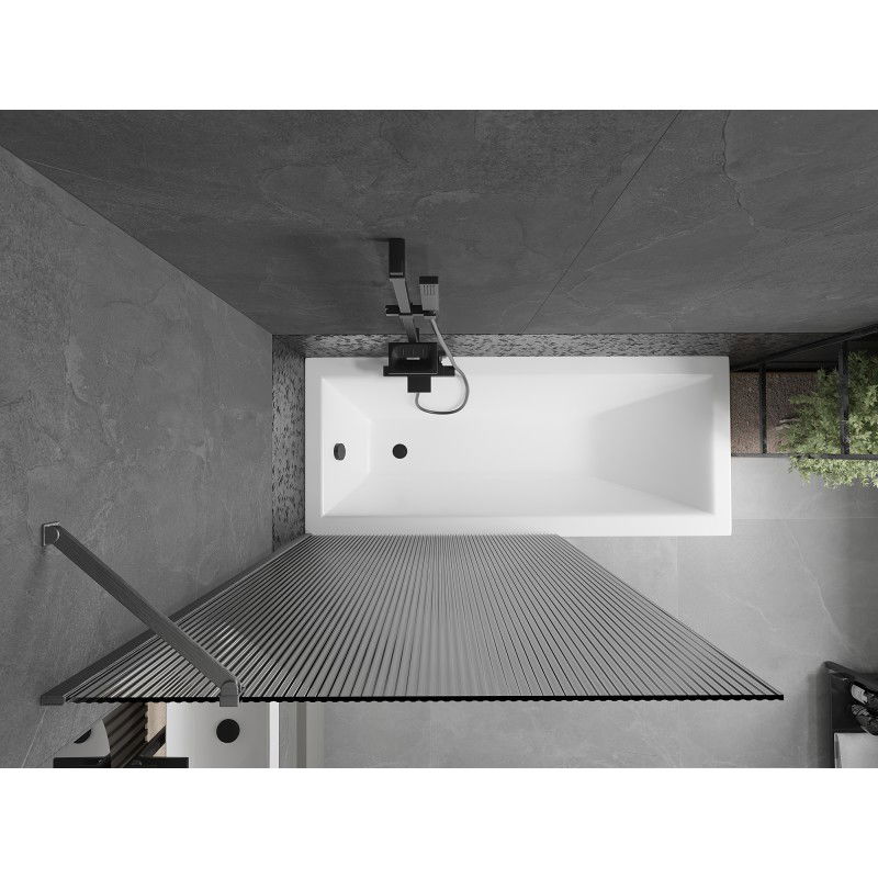 Mexen Next vana zasouvací 1-křídlová 100 x 150 cm, proužky, kartáčovaná gun gray - 895-100-000-00-09-66