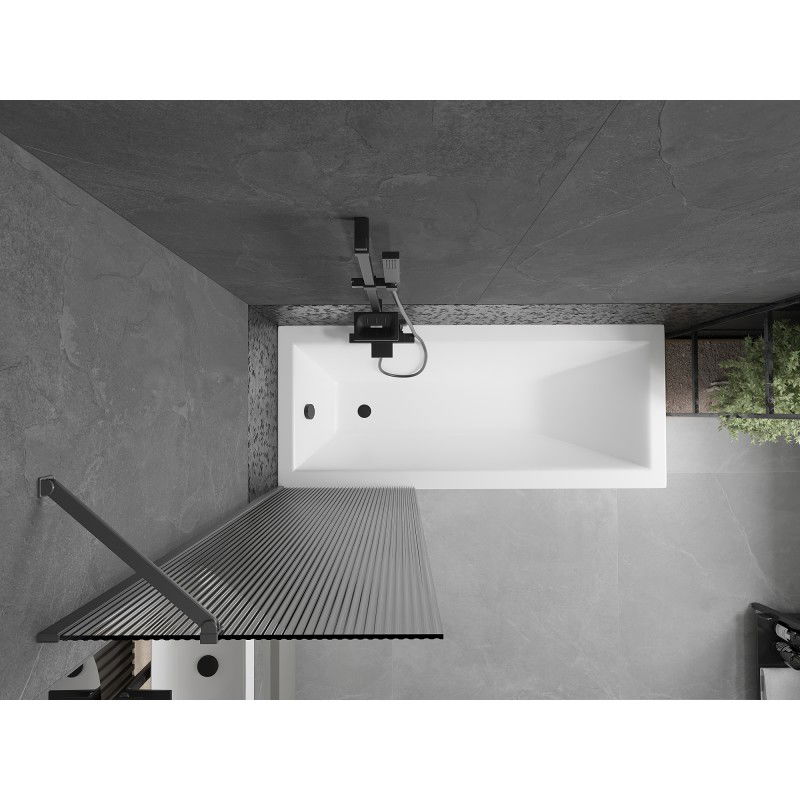 Mexen Next vanová zástěna 1-křídlová 60 x 150 cm, proužky, gun metal - 895-060-000-00-09-95