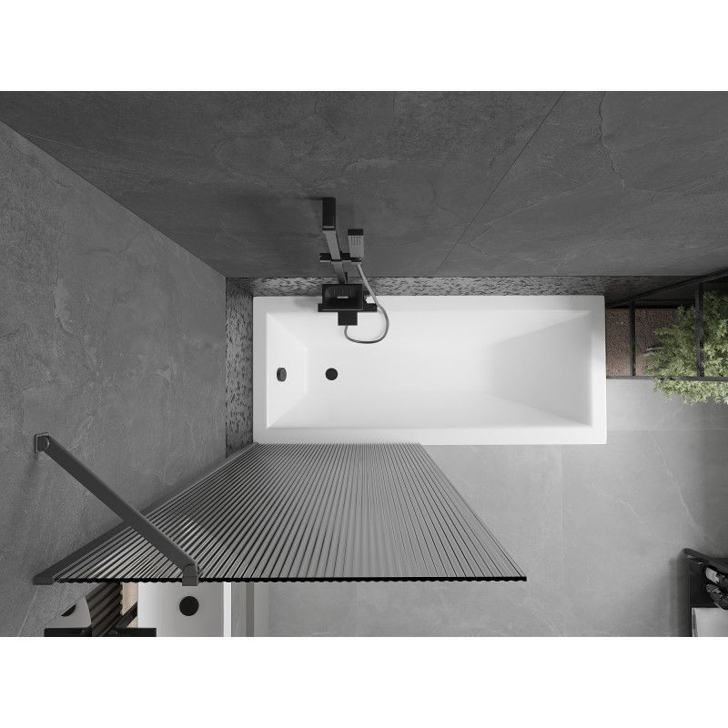 Mexen Next vanová zástěna 1-křídlová 80 x 150 cm, proužky, gun metal - 895-080-000-00-09-95