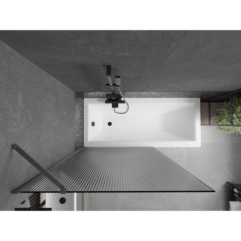 Mexen Next vanová zástěna 1dílná 100 x 150 cm, proužky, gun metal - 895-100-000-00-09-95