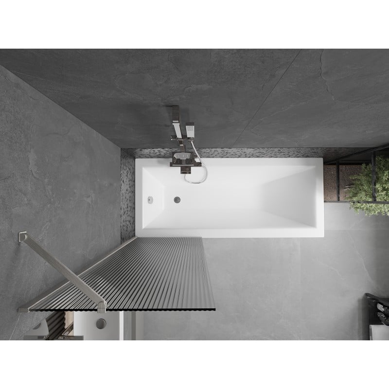 Mexen Next vanová zástěna 1-křídlová 60 x 150 cm, pruhy, kartáčovaný nikl - 895-060-000-00-09-97