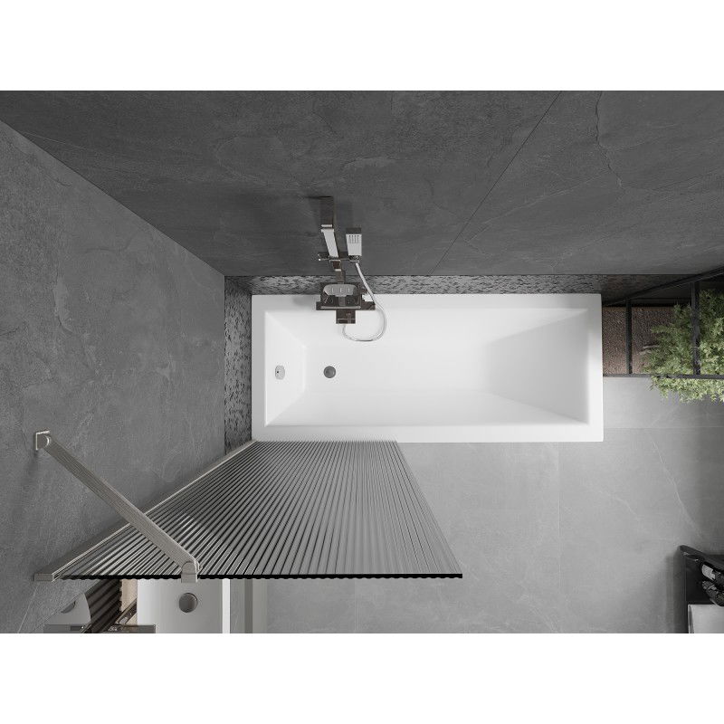 Mexen Next vanová zástěna 1-dveřová 70 x 150 cm, pruhy, kartáčovaný nikl - 895-070-000-00-09-97