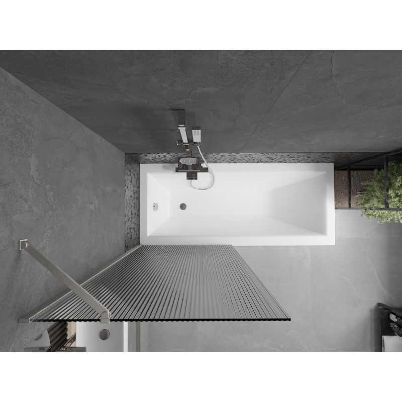 Mexen Next vanová zástěna 1-křídlová 80 x 150 cm, proužky, kartáčovaný nikl - 895-080-000-00-09-97