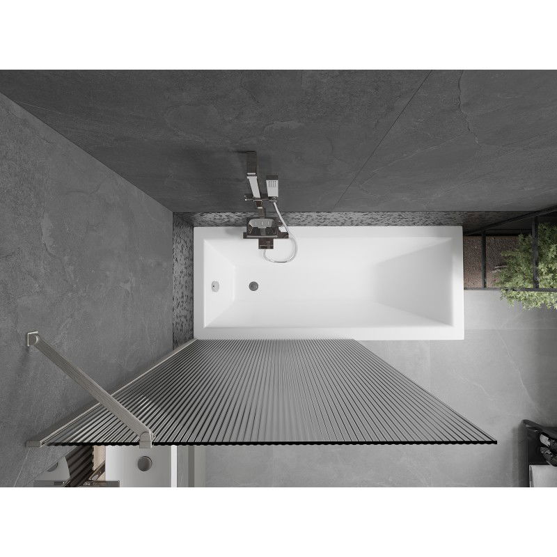 Mexen Next vanová zástěna 1-křídlová 100 x 150 cm, proužky, kartáčovaný nikl - 895-100-000-00-09-97